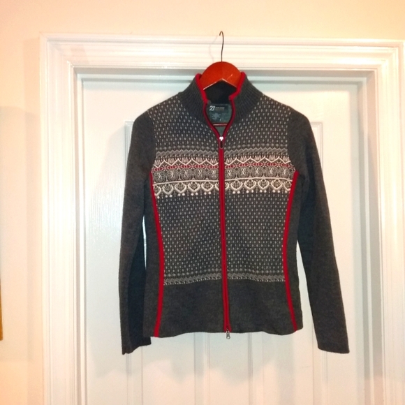 Eddie Bauer Sweaters - Eddie Bauer Merino Wool Zip Up Knit Print Sweater